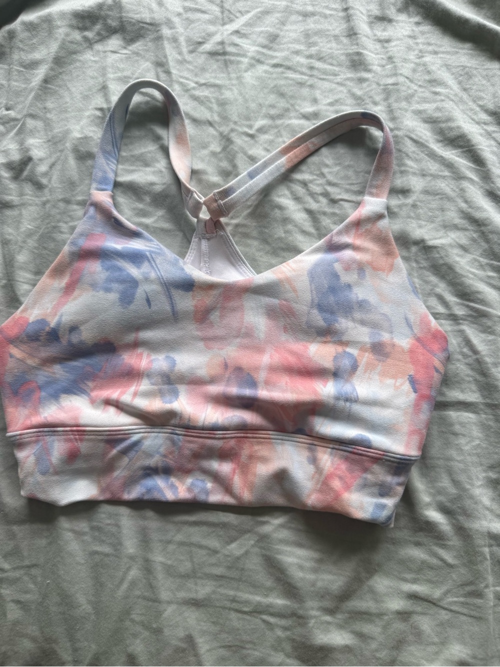 Seamless Watercolor Print Light-Support Sports Bra - Pink & Blue